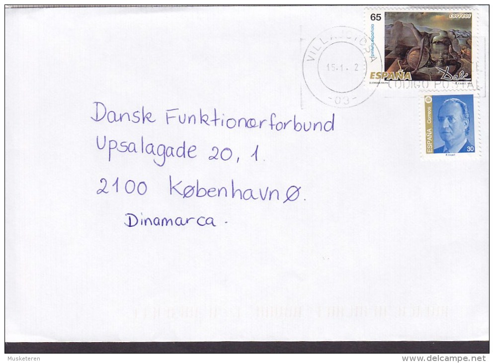 Spain VILLAJOYOSA Cover Letra To Denmark Dali Painting & Juan Carlos I. Stamps - Briefe U. Dokumente