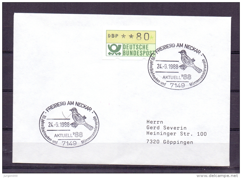 Deutsche Bundespost - Aktuell ´88 - Freiberg Am Neckar - 24/9/1988  (RM4795) - Piciformes (pájaros Carpinteros)