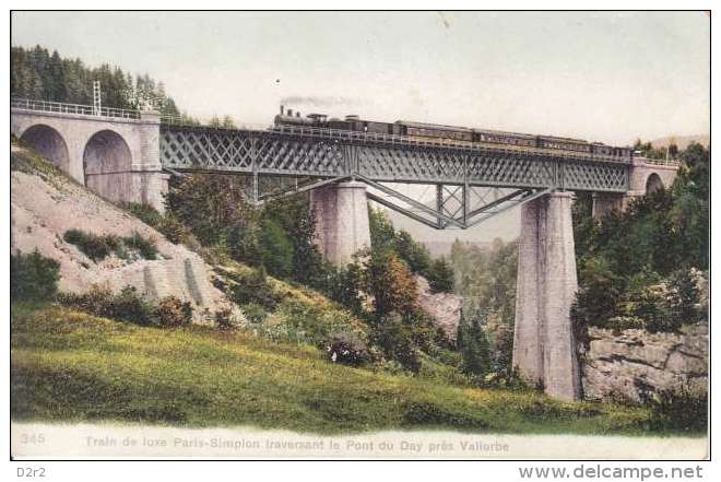 VALLORBE-PONT DU DAY-TRAIN DE LUXE-PARIS-SIMPLON-ECRITE - Orbe