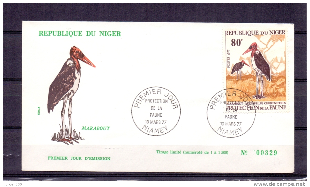 Rép. Du Niger - Protection De La Faune - Marabout -  Premier Jour - Niamey 18/3/77  (RM4970) - Andere & Zonder Classificatie