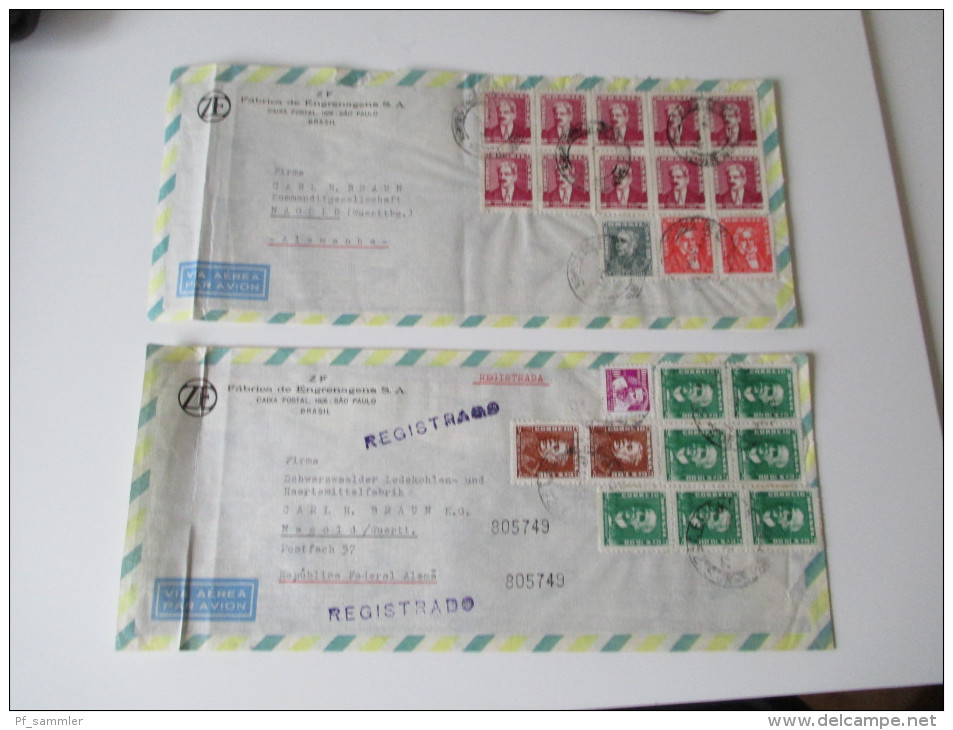 Luftpostbriefe 2 Stück Brasilien - Deutschland 1962 Registrado / R-Brief - Cartas & Documentos