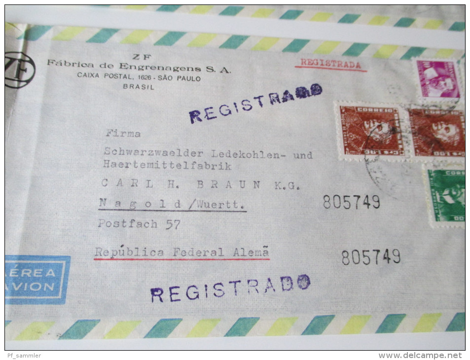 Luftpostbriefe 2 Stück Brasilien - Deutschland 1962 Registrado / R-Brief - Briefe U. Dokumente