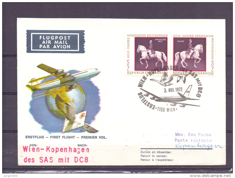 Rep. Österreich - Erstflug Wien Kopenhagen Des SAS Met DC8 - Wien 3/11/1972  (RM5510) - Ganzen