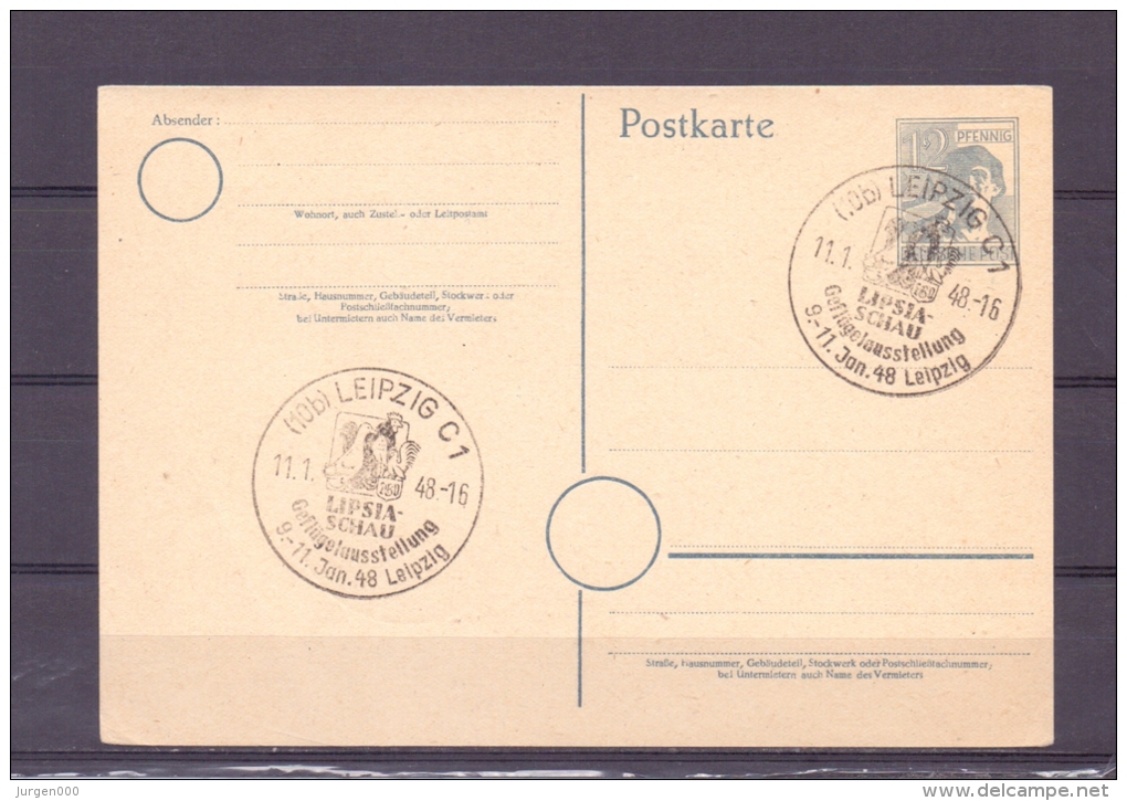 Deutsche Post - Lipsiaschau - Geflügelaustellung - Leipzig 11/1/48  (RM5569) - Oies