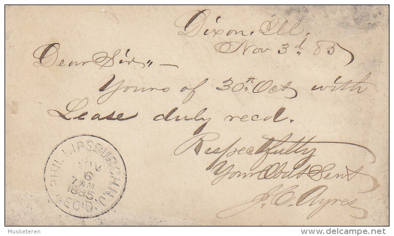 United States Postal Stationery Ganzsache Entier Postal Card DIXON (Ill.) 1885 To PHILLIPSBURG (2 Scans) - ...-1900