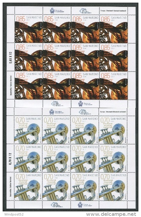 SAN MARINO 2014 -  EUROPA CEPT 2014 STRUMENTI MUSICALI  - MINIFOGLI MNH** - 223 - 2014