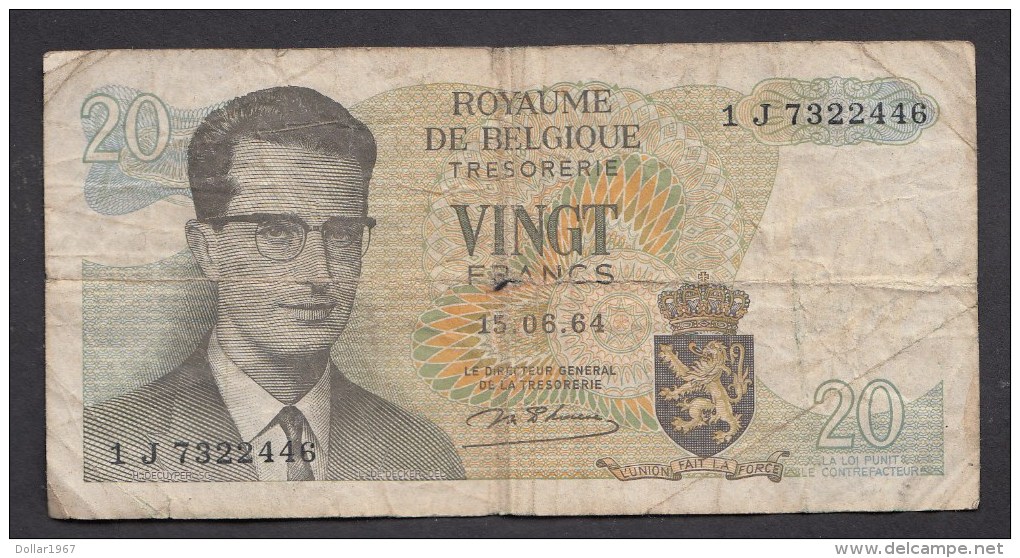 België Belgique Belgium 15 06 1964 20 Francs Atomium Baudouin. 1 J 7322446 - 20 Franchi