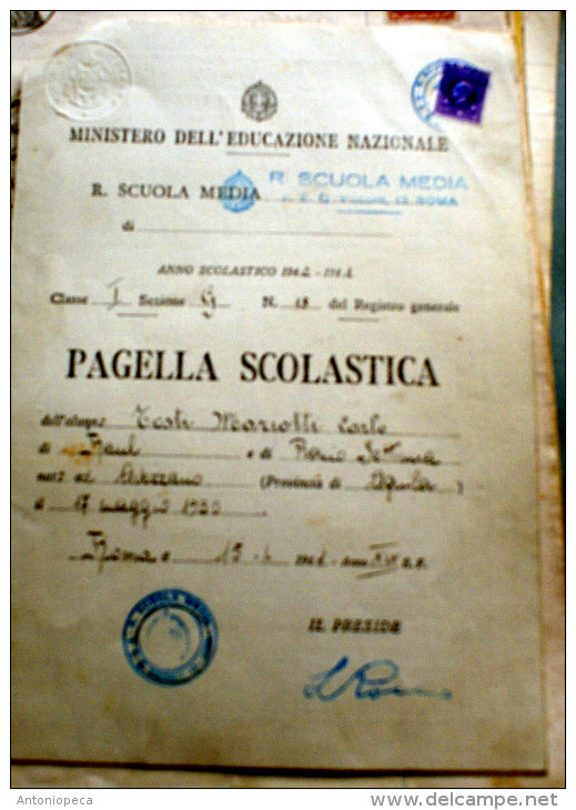 ITALIA REGNO 1942, PAGELLA SCOLASTICA CON  MARCHE DA BOLLO - Diploma's En Schoolrapporten