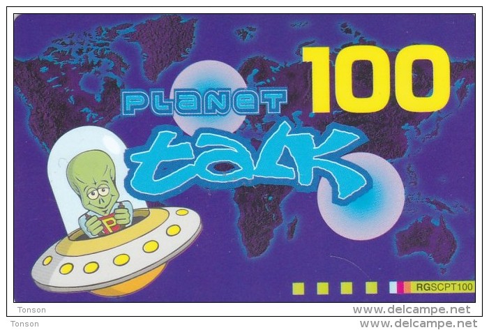 Norway, PPC 02IV-03, Planet Talk, Alien In Spaceship,  RGSCPT100, 2 Scans. - Norvège