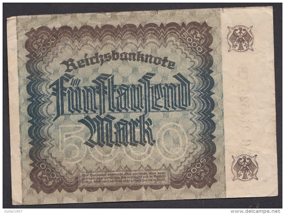P 80 -Deutsches Reich -- Reichsbanknote Während Der Inflationszeit V. 2-12- 1922 - 5000 Mark