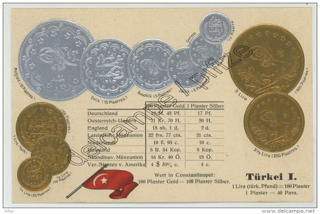 Monnaies De Turquie. Carte Gaufrée. - Coins (pictures)