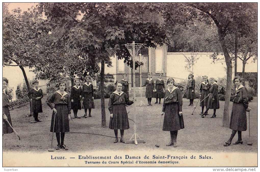 LEUZE : ETABLISSEMENT DES DAMES De SAINT-FRANÇOIS DE SALES : TERRASSE... - FILLES Au CROQUET ~ 1910 (q-171) - Leuze-en-Hainaut