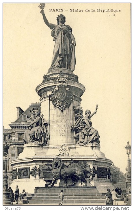 CPA -  PARIS, Statue De La République  - 2 Scans - Statues