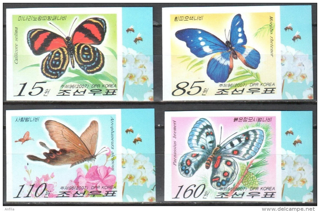 Korea North 2007 Butterflies  Mi. 5189-5192B - Imperforated MNH (**) - Schmetterlinge