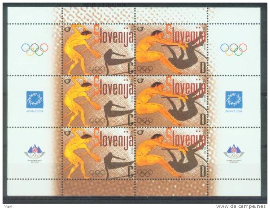 SI 2004-471-2 OLYPIC GAMES ATHENA, SLOVENIA, MS, MNH - Summer 2004: Athens