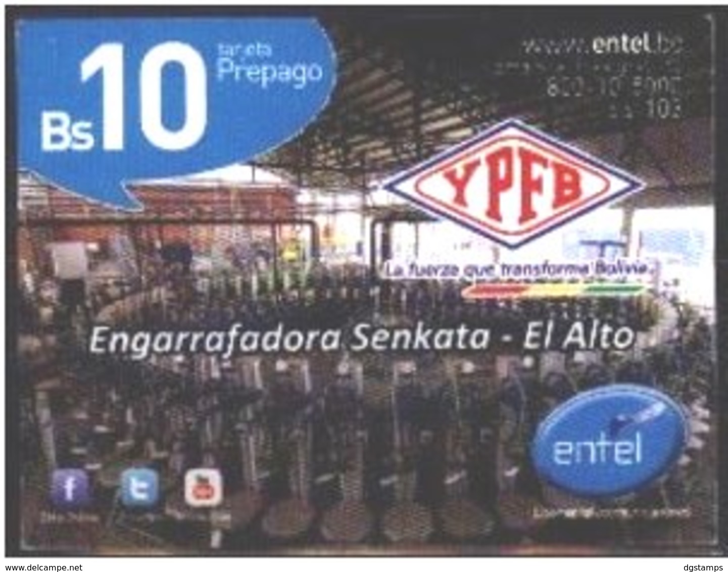Bolivia 2013 - 31-12-2014 Prepago ENTEL. YPFB Engarrafadora De Gas Senkata - El Alto . 2 Tiradas, 2 TIPOS De Numeracion. - Petróleo