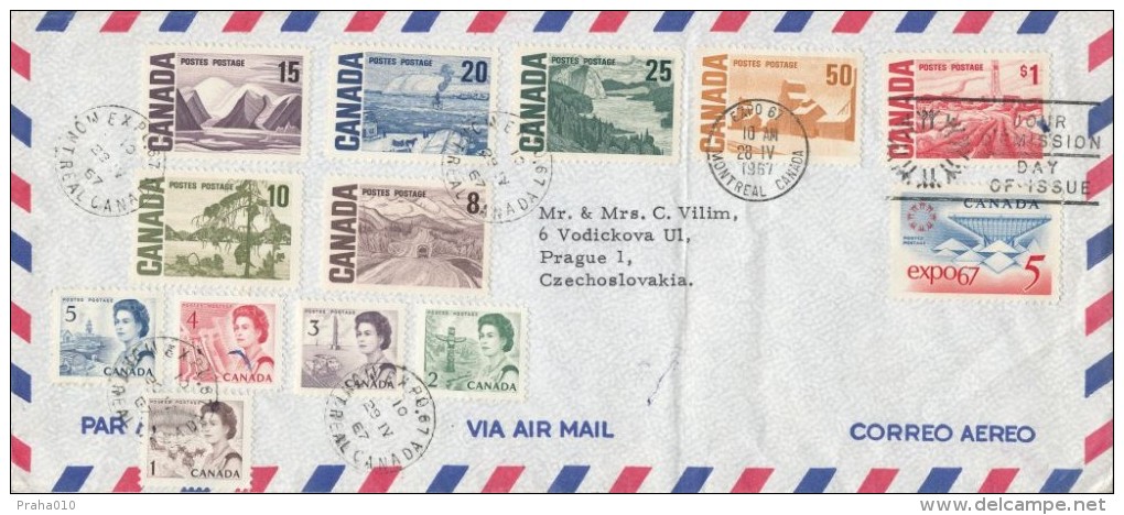 I5532 - Canada (1967) Expo 67 Montreal Canada (commemorative Postmark, Letter To Czechoslovakia) - 1967 – Montreal (Kanada)