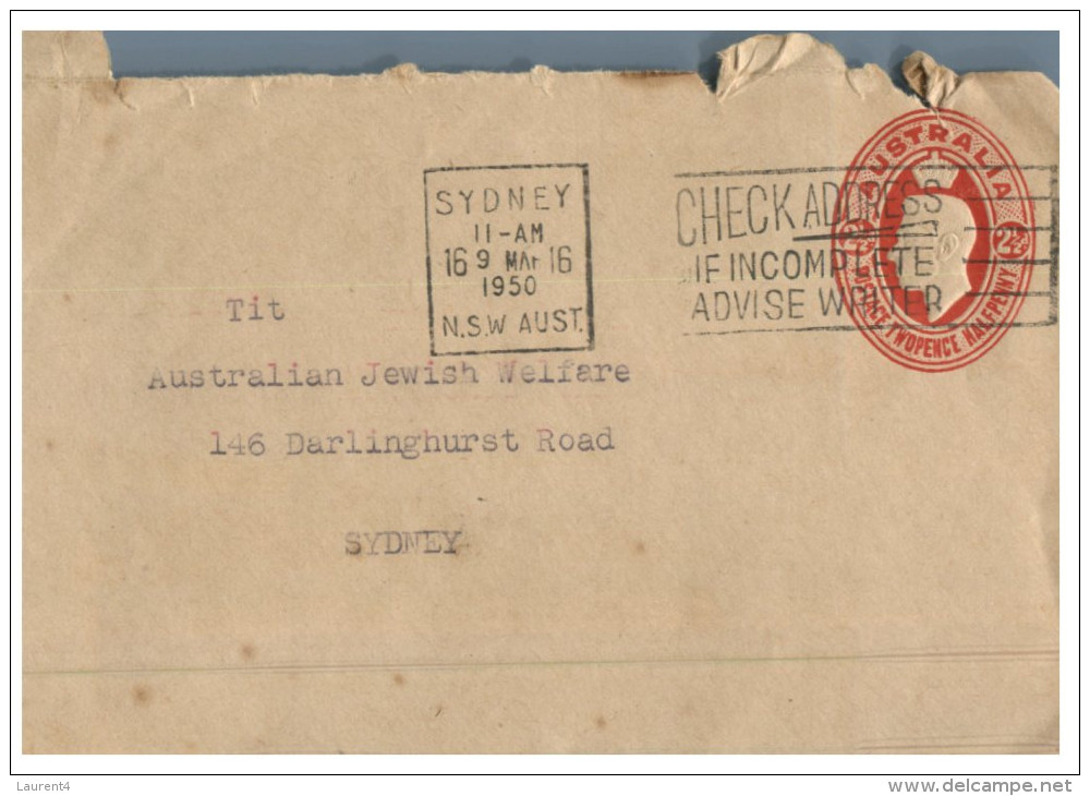 (PF 961) Australia Air Letter To Jewish Welfare Office - Other & Unclassified