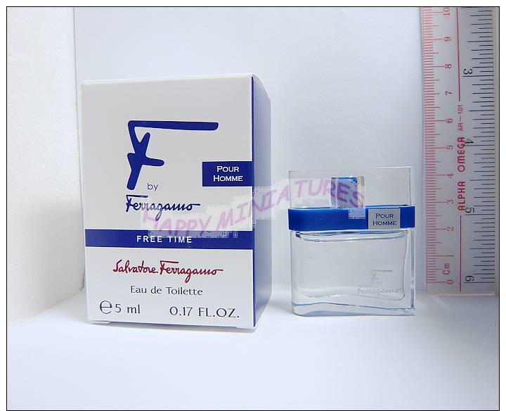 SALVATORE FERRAGAMO FREE TIME (men/homme) EDT 5ml Mini Perfume MINIATURE - Miniatures Femmes (avec Boite)