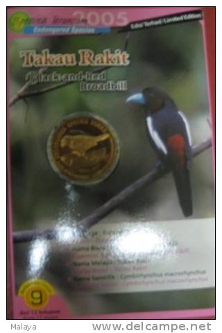 MALAYSIA 2005 2004 25 Cent Coin Bird Nordic Gold BU 25 Sen Black And Red Broadbill - Malaysia