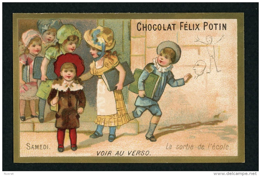 Chocolat Félix Potin, Chromo Lith. Champenois, Enfants, Jour De La Semaine, Samedi, Kids, Days Of The Week, Saturday - Félix Potin