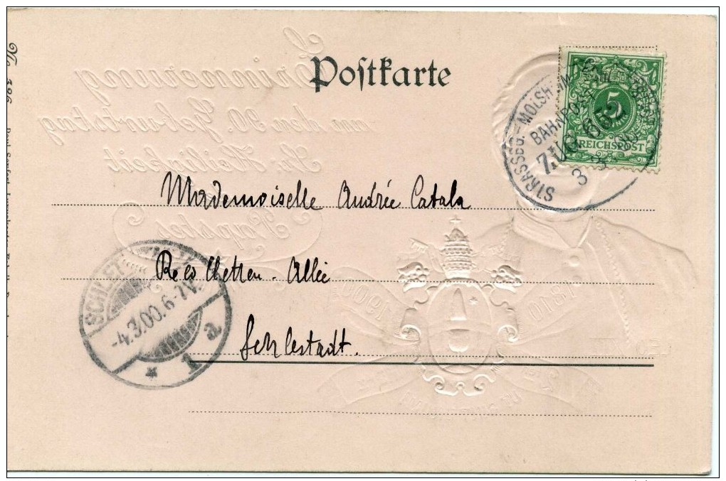 ALLEMAGNE. Pour Les 90 Ans Du Pape Léon XIII.Ambulant Strasbourg Molsheim De 1900 - Altri & Non Classificati