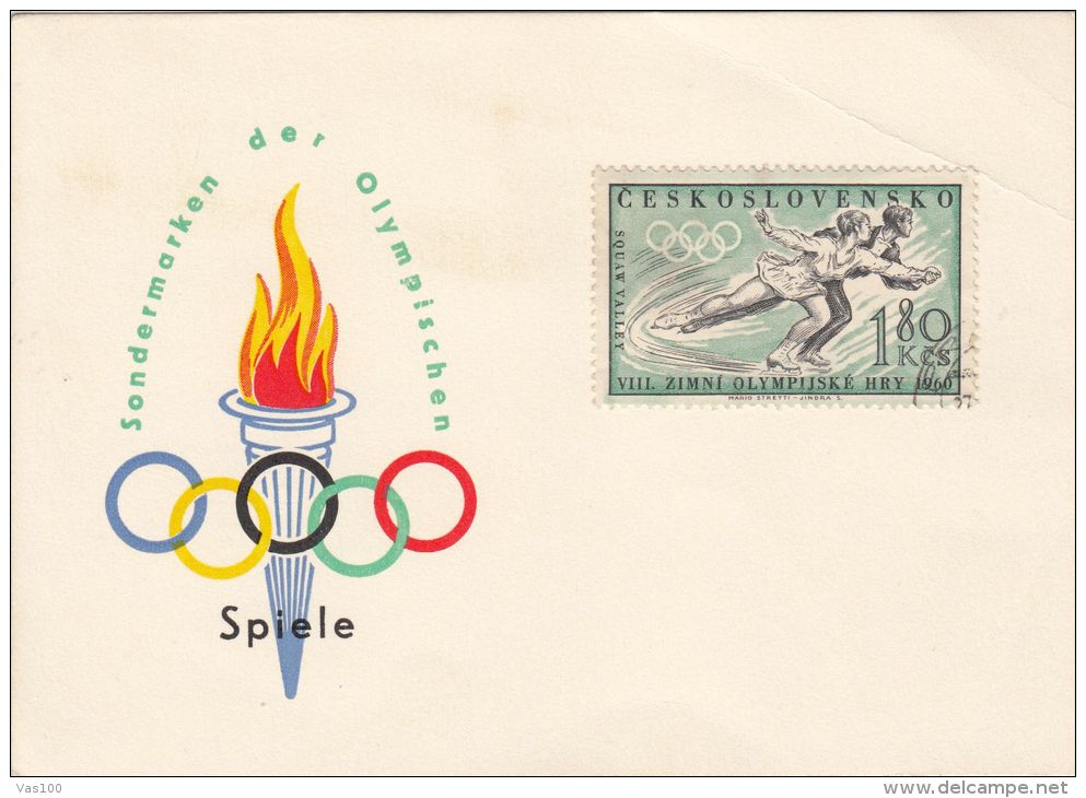 SQUAW VALLEY'60 WINTER OLYMPIC GAMES, FIGURE SKATING, SPECIAL POSTCARD, 1960, CZECHOSLOVAKIA - Hiver 1960: Squaw Valley