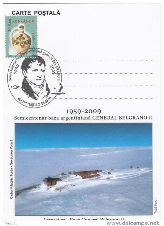 GENERAL BELGRANO II ANTARCTIC BASE, SPECIAL POSTCARD, 2009, ROMANIA - Bases Antarctiques