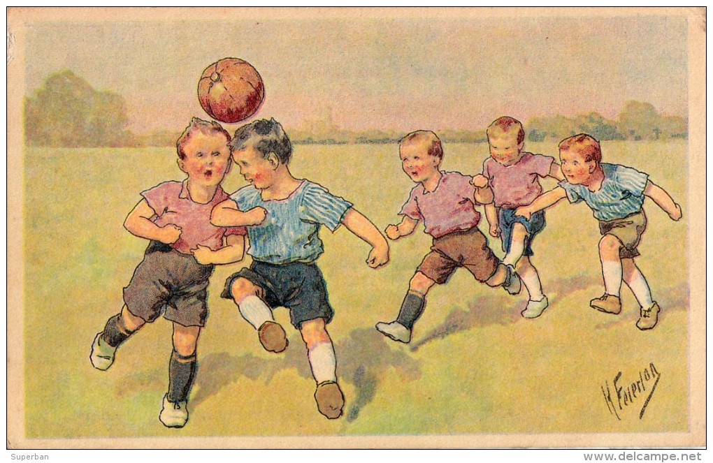 ART DÉCO / JUGENDSTIL : ENFANTS Au FOOTBALL - ILLUSTRATION : K. FEIERTAG - B.K.W.I . 401-2 ANNÉE / YEAR ~ 1920 (q-174) - Feiertag, Karl