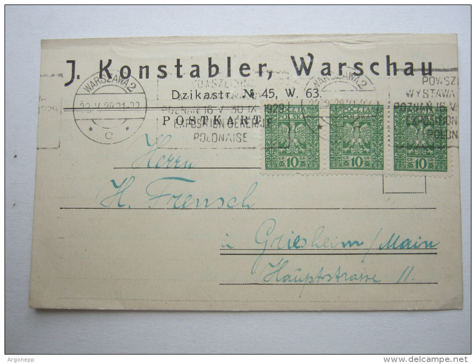 1929, Karte Aus Warschau - Covers & Documents