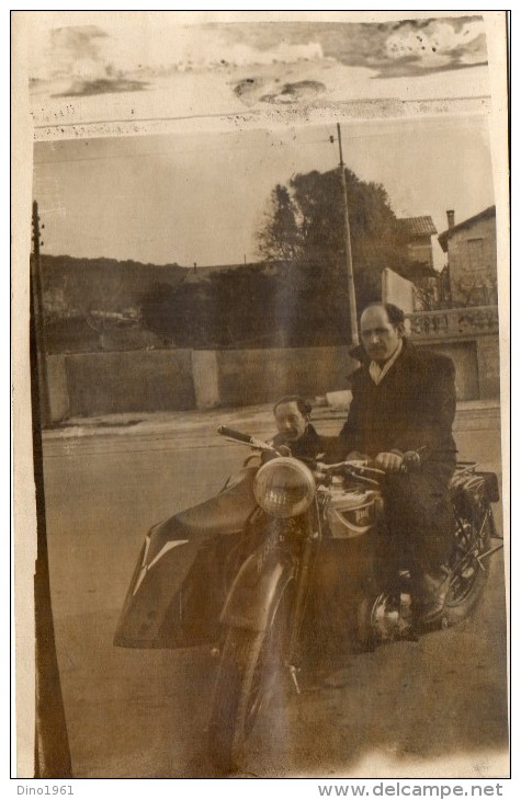 PHOTO 61 - Photo Originale ( 9 X 14 ) - Moto - Motocyclette / Side - Car - Motocycliste - Motorräder