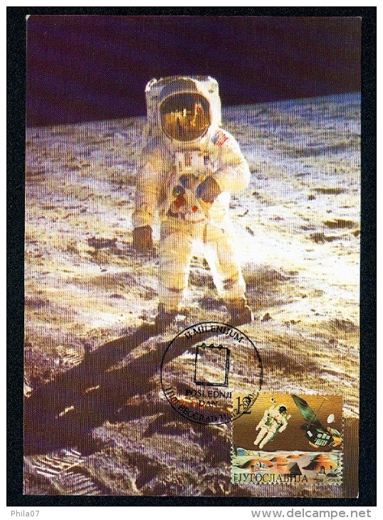 Yugoslavia 2000. Maximum Cards - ´X-22 APOLLO 11. Aldrin During His Moonwalk, July 1969.´ - Cartes-maximum