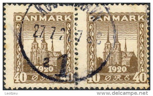 Danemark 1920. ~ YT 125 Paire - Cathédrale De Röskilde - Used Stamps