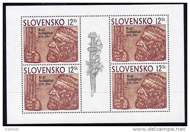 SLOVAKIA 1994 King Svatopluk Sheetlet MNH / **.  Michel 198 - Blocks & Sheetlets