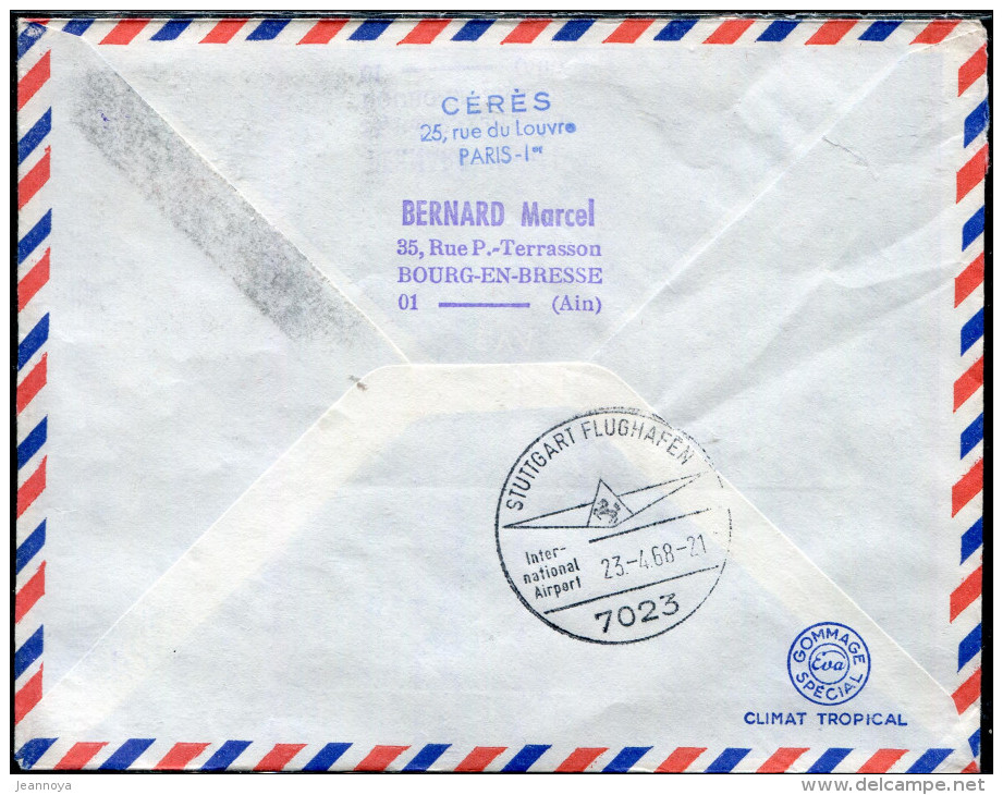 FRANCE - N° 1479 / LETTRE AVION DE PARIS LE 23/4/1968, 1ére VOL LUFTHANSA PAR BOEING 737 PARIS STUTTGART - TB - Primeros Vuelos