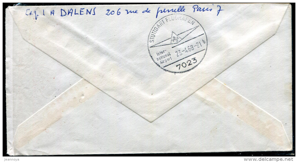 FRANCE - N° 1554 / LETTRE AVION DE PARIS LE 19/4/1968, 1ére VOL LUFTHANSA PAR BOEING 737 PARIS STUTTGART - TB - Primeros Vuelos