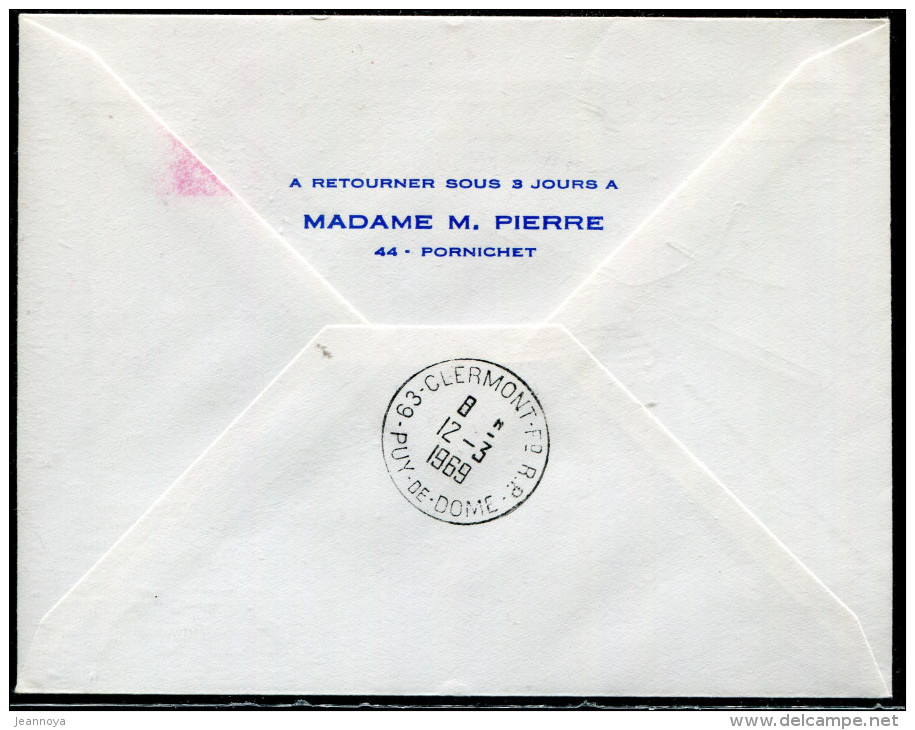 FRANCE - N° 1536B / LETTRE AVION DE RENNES LE 10/3/1969, 1ére VOL DE NUIT RENNES CLERMONT FERRAND - TB - Primeros Vuelos