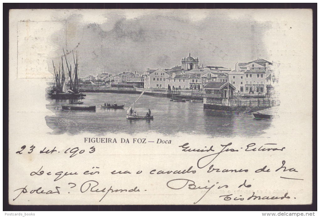 1900 FIGUEIRA DA FOZ  Postal Tipo GRUSS Recordação. Doca. EDIÇAO COsta & Cª. Old Postcard (Coimbra) PORTUGAL - Coimbra