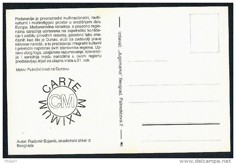 Yugoslavia 1993. Maximum Cards - ´Dunav Rijeka Suradnje´ - Cartes-maximum