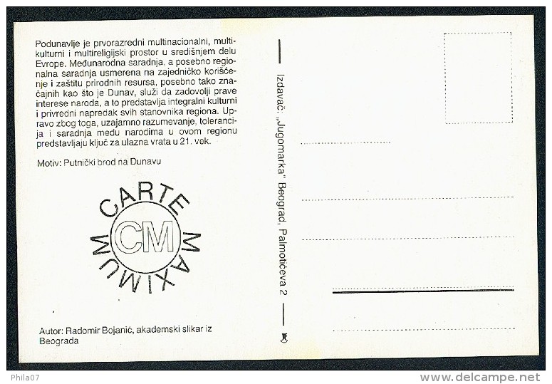 Yugoslavia 1993. Maximum Cards - ´Dunav Rijeka Suradnje´ - Maximumkarten