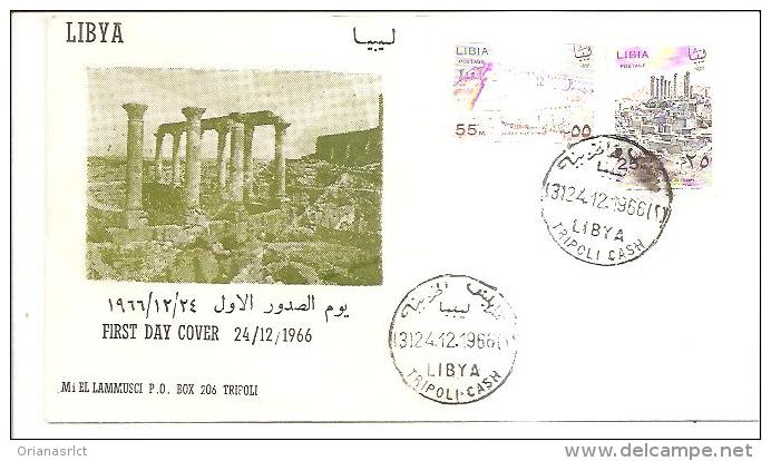 75886) FDC-della Libia- Monumenti -24-12-1966 - Libia