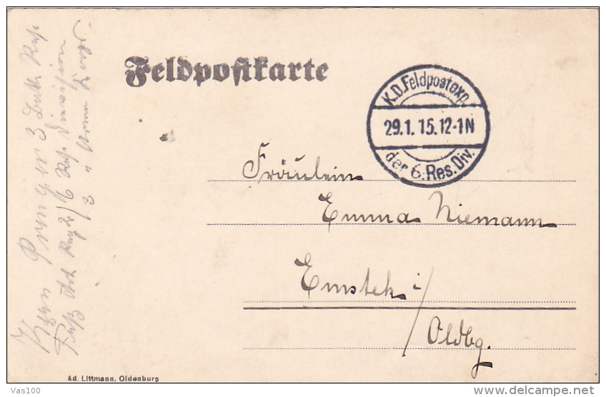 FELDPOFTKARTE, K.D. FELDPOSTEXPED, DER 6 RES. DIV., 1912, WW1 - WW1 (I Guerra Mundial)