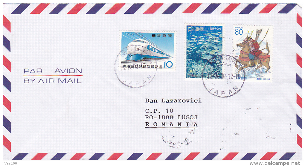 TRAIN, HORSE RIDER, STAMPS ON COVER, NICE FRANKING, 2000 - Lettres & Documents