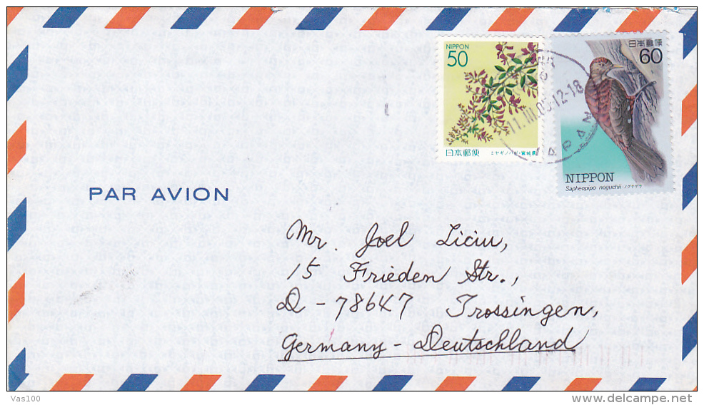 BIRD, FLOWER, STAMPS ON COVER, NICE FRANKING, 2005 - Lettres & Documents