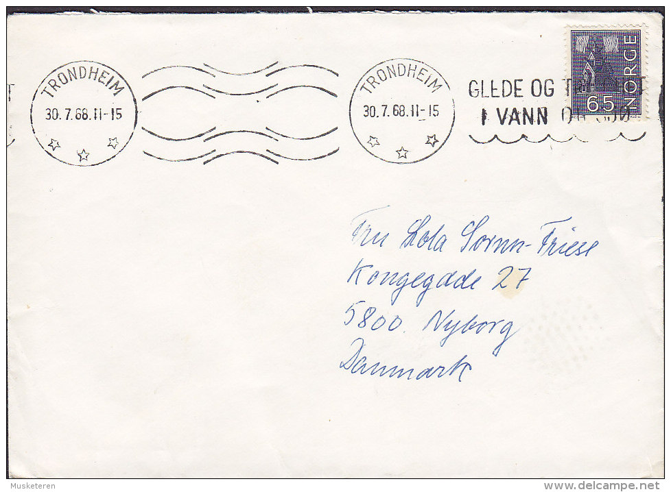 Norway Deluxe Slogan TRONDHEIM 1968 Cover Brief To NYBORG Denmark - Lettres & Documents
