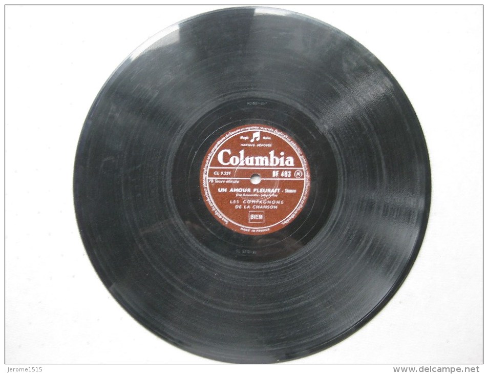 Disque Ancien 78 Tours Gramophone Columbia Les Compagnons De La Chanson - 78 G - Dischi Per Fonografi