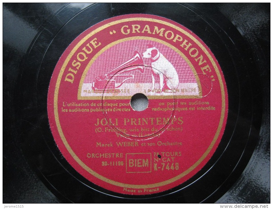 Disque Ancien 78 Tours Gramophone La Voix De Son Maitre : Amour Méconnu Et Joli Printemps - 78 Rpm - Schellackplatten