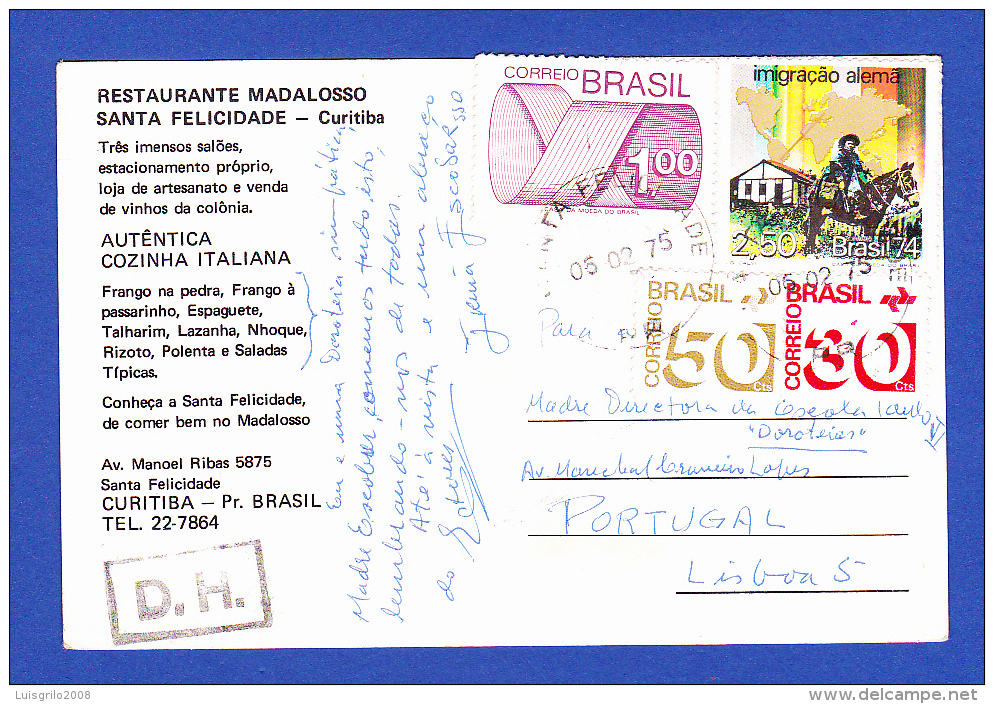 CARTE POSTAL - POUR LISBOA, PORTUGAL - CACHET - 05.02.1975 - Covers & Documents