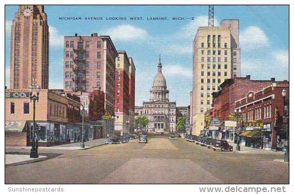 Michigan Lansing Michigan Avenue Looking West - Lansing