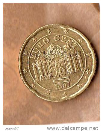 PIECE DE 20 CENTIMES D'EURO AUTRICHE 2007 - Autriche